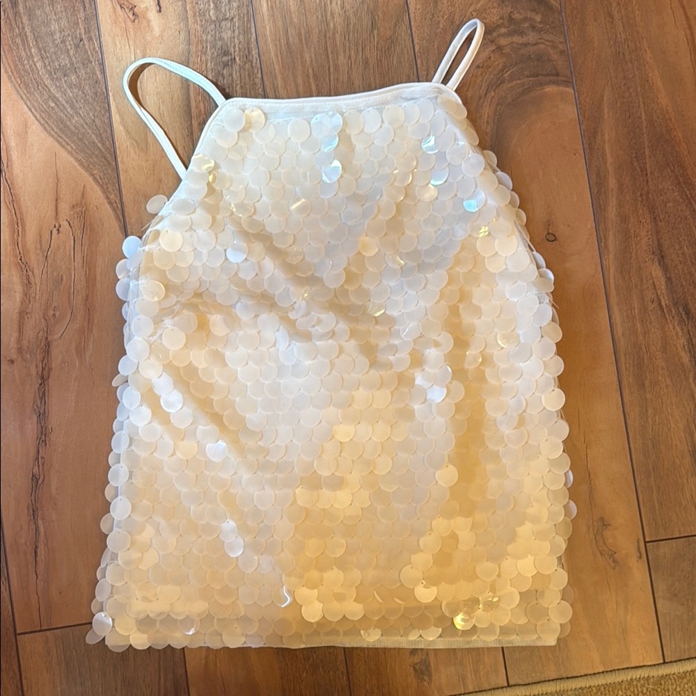 Ivory Sequin Sleeveless Top